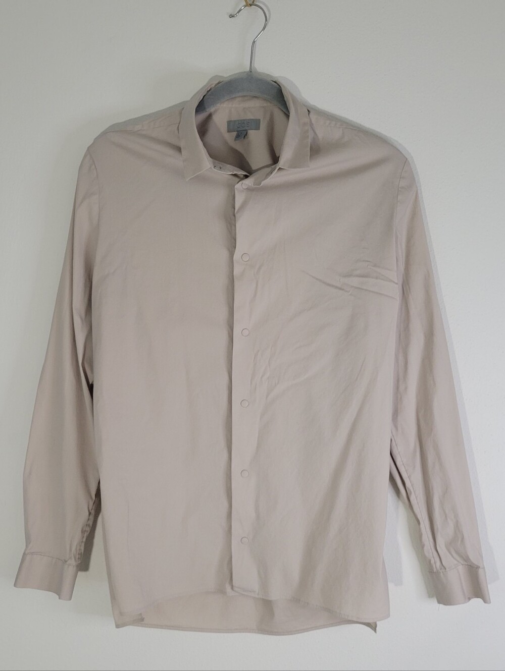 COS Light Blue and White Shirt Label Detail Size Xs